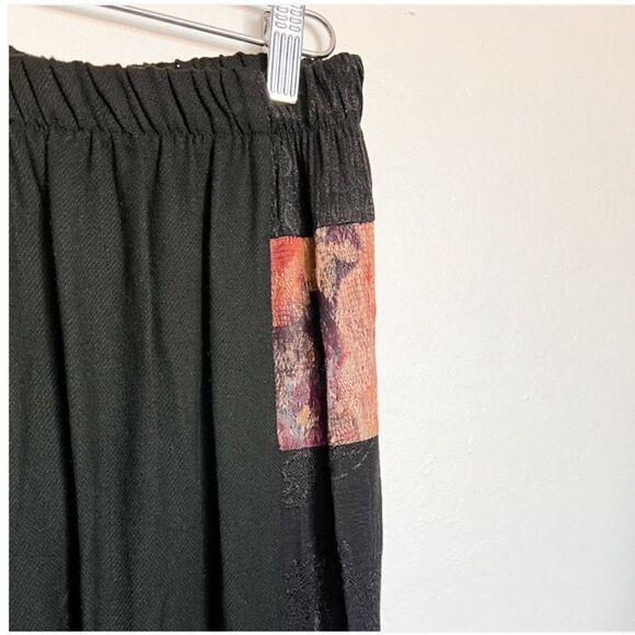 Donna Jessica Pants Womens 1 Black Patchwork‎ Elastic Waist Lagenlook Artsy Boho - Picture 4 of 6